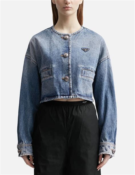 denim blouson jacket prada|prada denim jacket cropped.